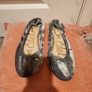 Sam Edelman Gray Velvet Ballet Flats